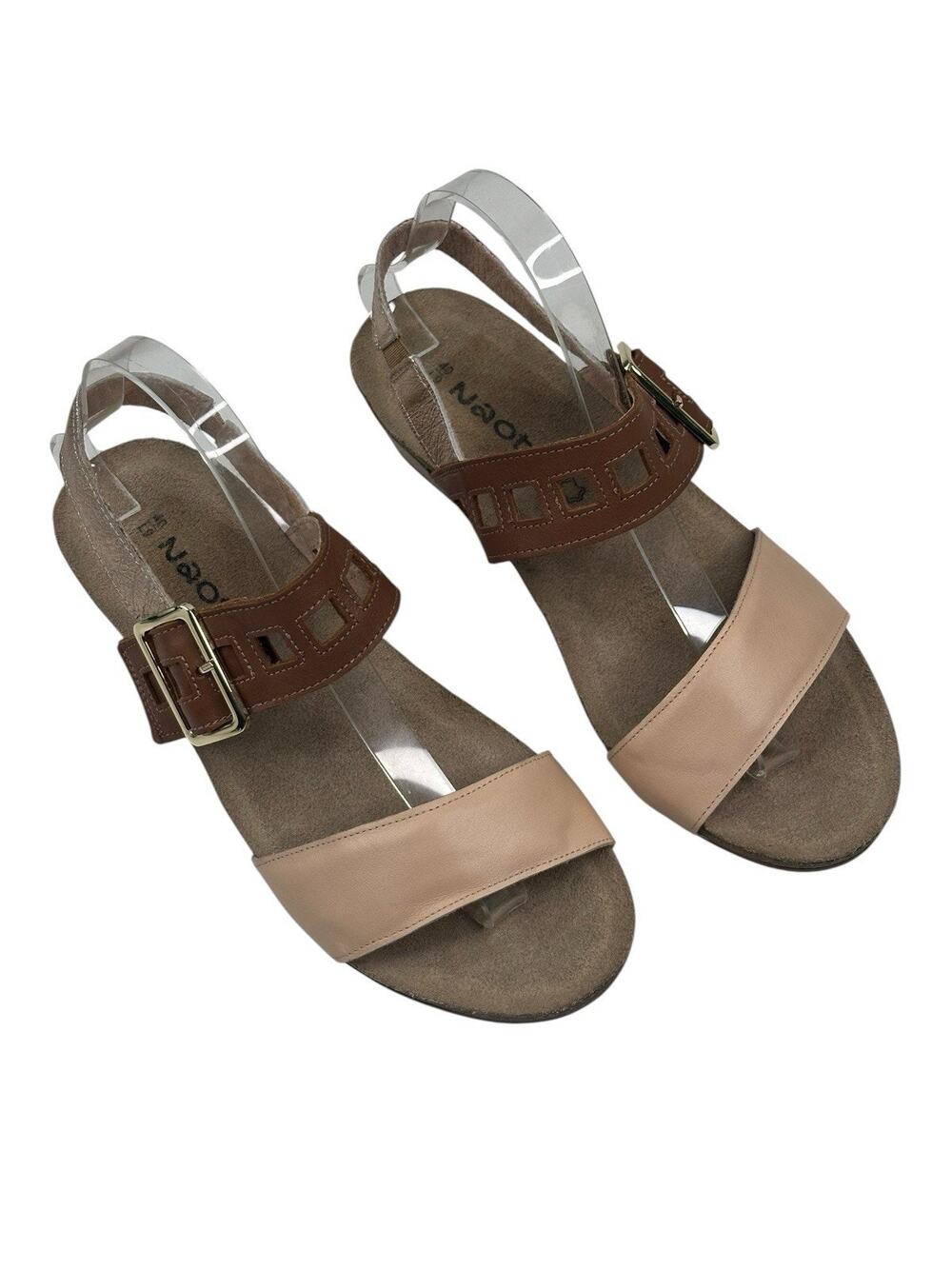 NAOT Dynasty Pale Blush Caramel Rose Gold Leather Wedge Sandals Size 9 New $170